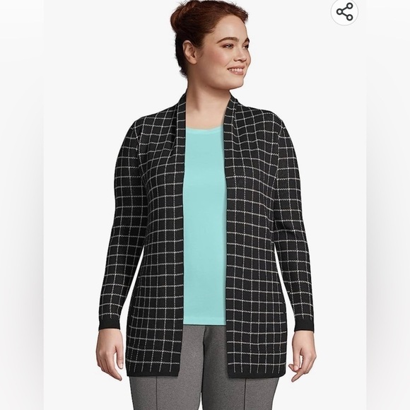Lands' End Cotton Open Long Cardigan Sweater - Picture 1 of 6